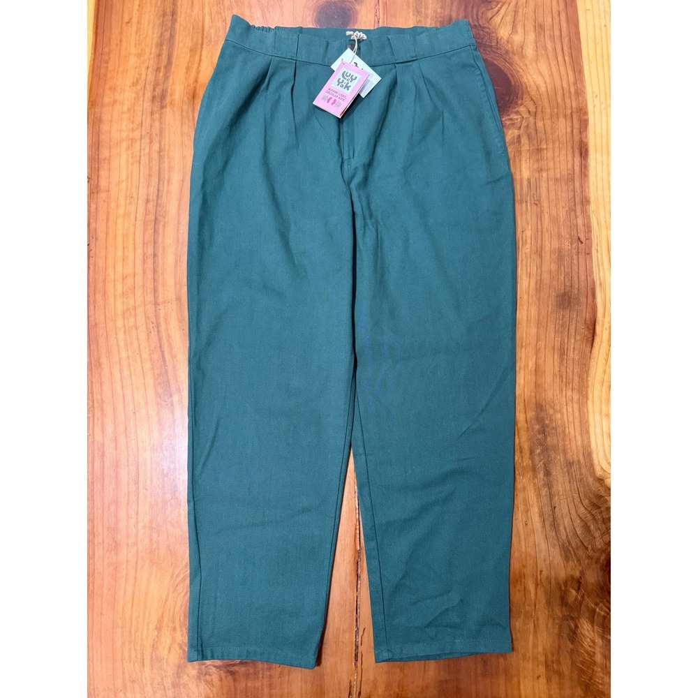 Lucy & Yak Relaxed Straight Leg Pants in Teal Green